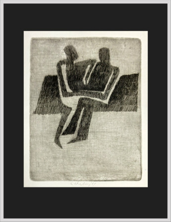 Dvojice I - lept 31,5 x 24 cm - rámováno - 1961 - 6000,-Kč